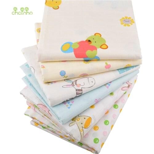 Chainho,6pcs/Lot,Cartoon Series,Cotton Gauze fabric,Double Layer for DIY Sewing & Quilting Baby Bath Towel,Diapers,Bibs Material