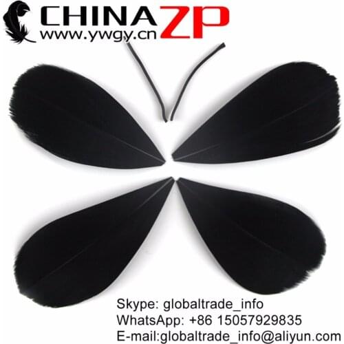CHINAZP 100pcs/lot Size from 3cm to 7cm Featured Quality Natural Trimmed Black Goose Feathers for Fascinators