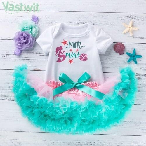 Baby Girl One Year Dress Cute 1 First Birthday Party Outfit Girl Baby Summer Short Sleeves Romper+Mesh Tutu Dress Outfits 3pcs