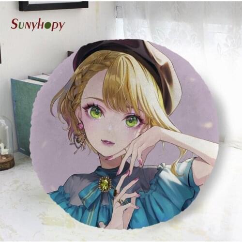 Idolmaster Cinderella Girl Round Decorative Cushion Cover Home Decor Peach Skin Pillowcase For Sofa 40cm50cm60cm In Diameter-WJY