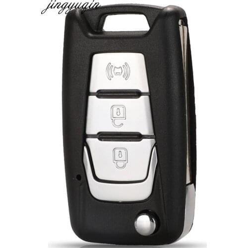 Jingyuqin Remote Flip Car Key Case Shell For Ssangyong Korando New Actyon C200 2016 2017 3 Buttons Folding Switchblade Fob