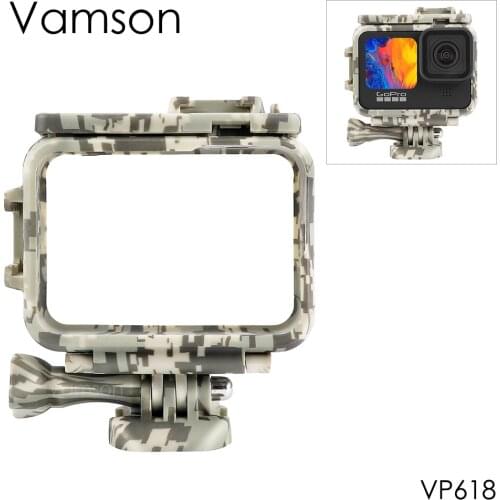 Vamson for Go Pro Hero 9 Accessories Camouflage Protective Cover Frame Housing Case for Gopro Hero 9 Black Action Camera VP618