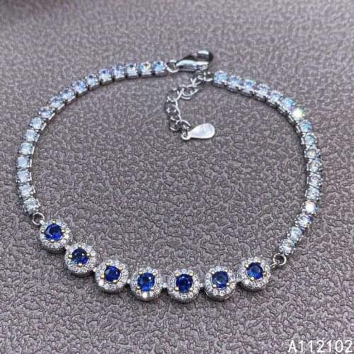 KJJEAXCMY fine jewelry 925 sterling silver inlaid natural sapphire luxury girl new hand bracelet support test Chinese style