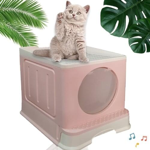 Top Outlet Cat Litter Box Cover Cat Toilet Splash-Proof Fully Enclosed Pet Cat Litter Box With Ergonomic Cat Litter Spoon