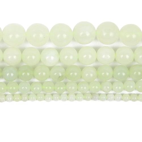 Natural Stone Smooth Mountain Jades Charm Round Loose Beads For Jewelry Making Needlework Bracelet Diy Strand 4-12MM