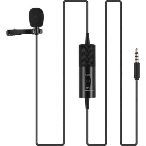 Mini Lapel Lavalier Clip-on Microphone Wired Condenser Mic Smartphone/Camera W/ Battery for iPad Phone DSLR Camera PC Laptop