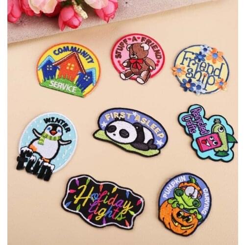 Cartoon House Halloween Pumpkin Patches Chinese Panda Embroidered Mark Fashion Christmas SnowmanEmbroidery Badge penguin Patch
