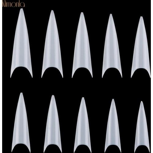 100Pcs/bag False Nail Tips Natural/White/Transparent Long Stiletto Design French Acrylic Polish UV Gel Salon Fake Nail Tools