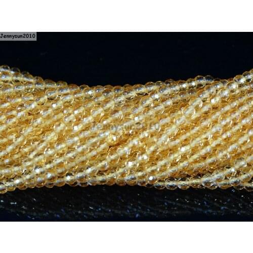 Natural Ci-trine Gems Stones 3mm Faceted Round Spacer Seed Beads 15.5'' Strand for Jewelry Making Crafts 5 Strands/Pack