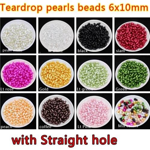 New 100p 6x10mm Acrylic teardrop Imitation pearls spacer loose beads jewelry making necklace bracelet DIY Craft gifts multicolor