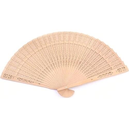 Holiday Party Wedding Favors Chinese Carved Folding Fragrance Wood Hand Fan 100pcs