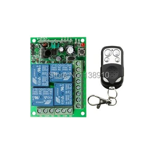 NEW DC12V 4CH 10A Radio Controller RF Wireless Push Remote Control Switch 315 MHZ 433 MHZ teleswitch 1 Transmitter +1 Receiver