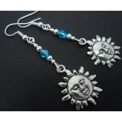 Vintage Silver Sun Dragonfly Shoes Peace Sign Shoes Charms Dangle Drop Earrings For Woman Gift Fashion Jewelry Accessories NEW
