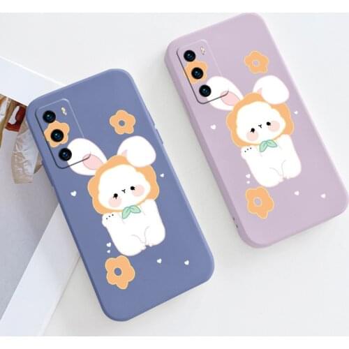 Big Ears Bunny Silicone Case For Huawei P40 P30 P20 Pro Lite Mate 40 30 20 Pro Lite P Smart 2021 Y7A Ultra Thin Phone Back Cover