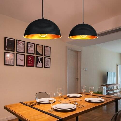 Modern black pot cover semicircle style Retro Droplight Bar Cafe Bedroom Restaurant American Country Style Hanging Lamp