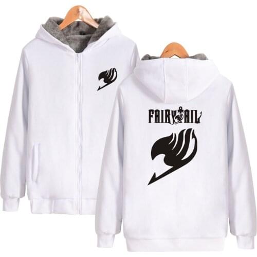 Fairy Tail Cartoon Hooded Sweatshirts Men Zipper Hoodies Japanese Anime Coats Fashion Hoodies Winter Plush Casual Clothes