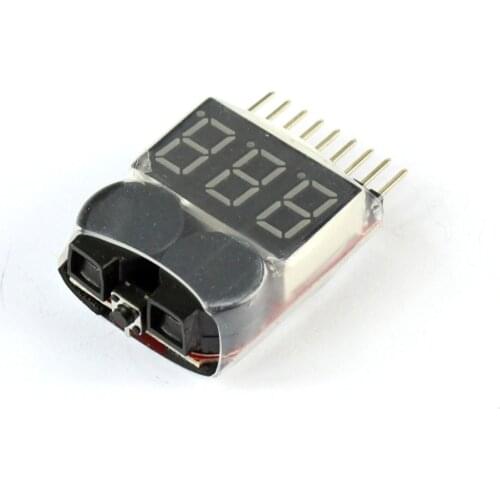 F00872 Low Voltage Buzzer Alarm Volt Meter Indicator Checker Dual Speaker 1-8S Lipo/Li-ion/Fe Battery 2 in 1 Tester 2S 3S 4S 8S