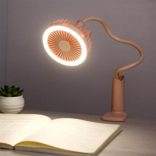 Stroller Clip on Fan Desk USB LED Lamp Fan, 2 Speeds &2 Brightness, 1500mAh for Travel, Office, Home