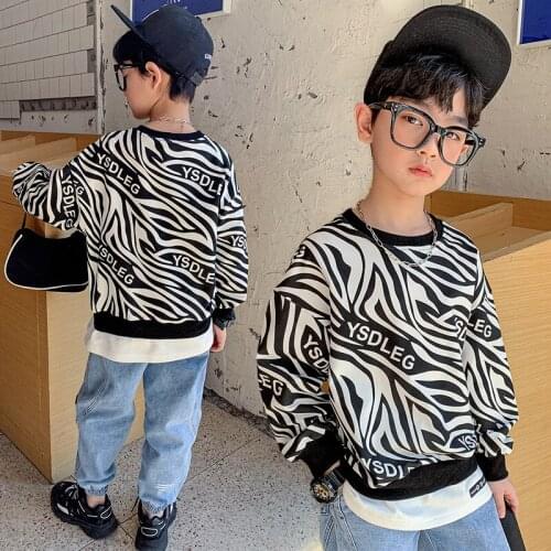 Zebra Pattern Spring Autumn Boys Sweatshirts Jacket Coat Kids Overcoat Outwear Teenager Tops Children Clothes Beach Formal