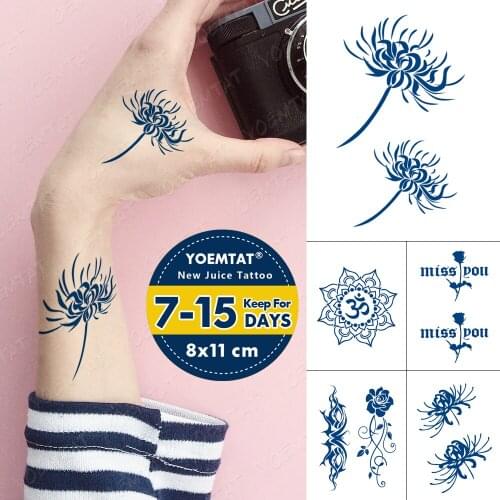Juice Ink Lasting Waterproof Temporary Tattoo Sticker Manjusaka Totem Yoga Rose Tattoos Zen Flower Body Art Arm Fake Tatoo Women