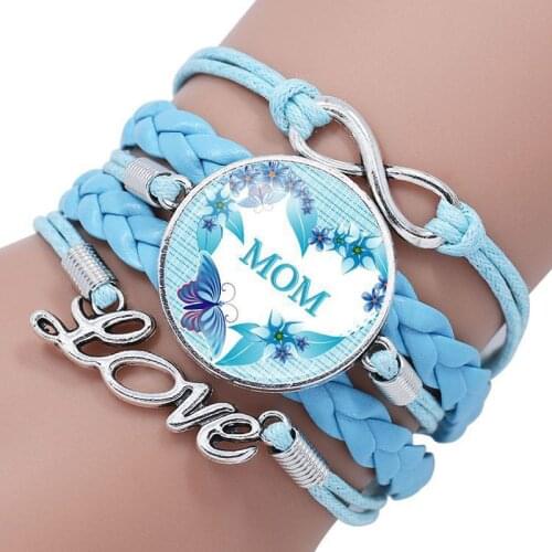 Mothers day Jewelry Best Mom Ever Bracelets For Women Letter Charm Braided Leather Rope Bangle Fashion Jewelry Gift