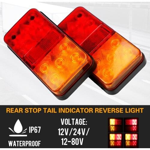 2PCS 10 LED Tail Lights For Car Truck Trailer Caravan 12V 24V Stop Lamp Taillight Turn Signal Indicator Rear Brake Light