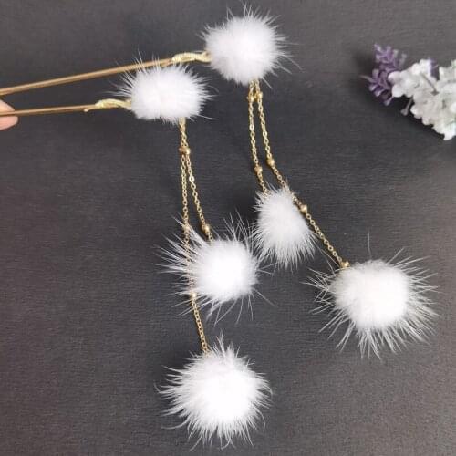 Girls Hairpins Lovely Soft Fur Pompom Mini Ball Hair Sticks For Women Hair Ball Hair Accessories Tassels Childrens Hair Clip