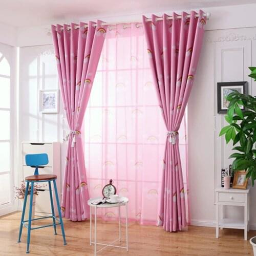 Lovely Style Rainbow Printed Blackout Curtains for Children Living Room Kitchen Pink Blue Girl Boys Blinds Finished Drapes