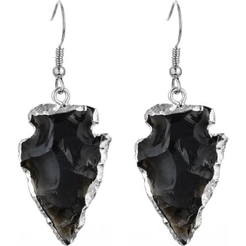 Women Fashion Earring Jewelry Natural Raw Stones Arrowhead Dangle Earrings Designer Drop Earrings Dropshipping Jewelry