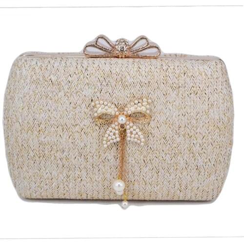 3 Color coffee Women Clutch Bag Beaded Tassel White Evening Bag Female Party Purse Z92