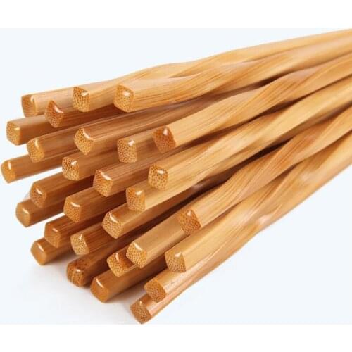 10Pair/Sets Handmade Natural Bamboo Wood Chopsticks Healthy Chinese Carbonization Chop Sticks Reusable Food Tableware