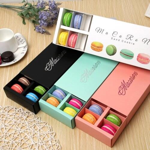 10Pcs White Macaron box with Pink White Black and Green Dessert Macaron boxes favors and gifts packaging boxes for 12 macarons