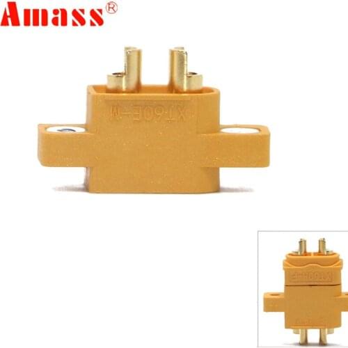 100pcs AMASS XT60E-M XT60 Mountable Male Plug Connector with Screw For Racing Models Multicopter Fixed Board DIY Spare Part