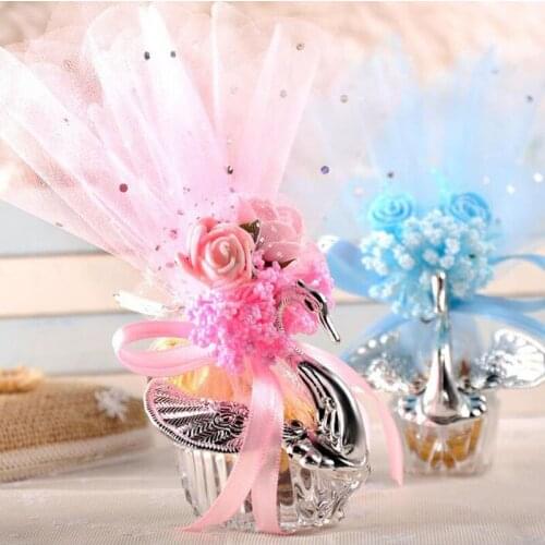100pcs European Styles Acrylic Silver Elegant Swan Candy Box Wedding Gift Favor Party Chocolate Boxes +Full Accessory ZA4935