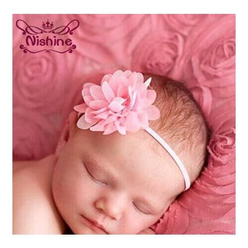 Nishine 13Pcs Mini Chiffon Flower Headband Baby Girls Hair Weave Band Headband Newborn Headwear Infant Hair Band