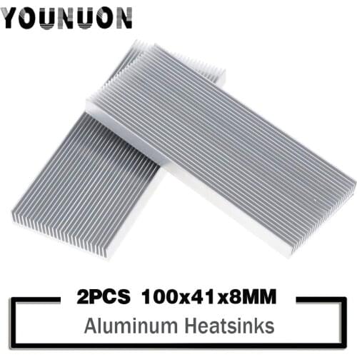 2PCS 100x41x8mm Aluminum Heat Sink Heatsink For High Power LED Amplifier Transistor