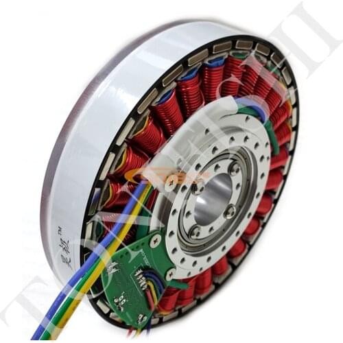 400W 48V 10A 2.5Nm 1570PRM small hollow shaft permanent magnet brushless DC motor, Hall flat ultra-thin disc generator