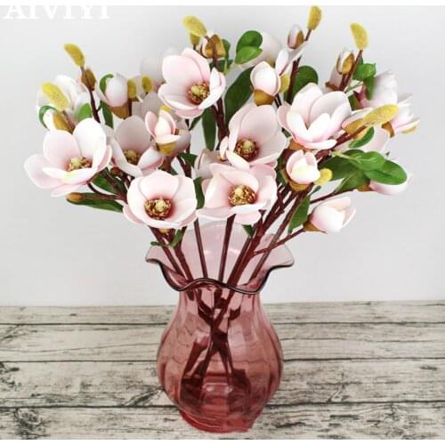 5 heads 75cm perfumes magnolia cotton simulation flowers DIY wedding garden office party home photography flores artificiales