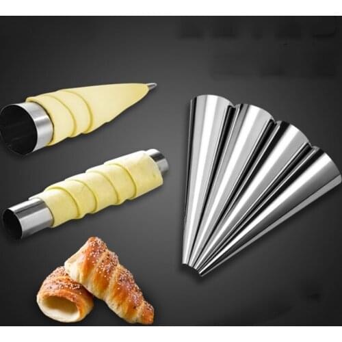 6pcs Kitchen Stainless Steel Baking Cones Horn Pastry Roll Cake Mold Spiral Baked Croissants Tubes Cookie Dessert Tool