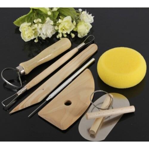 8 pieces Wooden Pottery Ceramics Craft Figurine Playdough Tool Ceramic Arts Artistic Plastics Tools