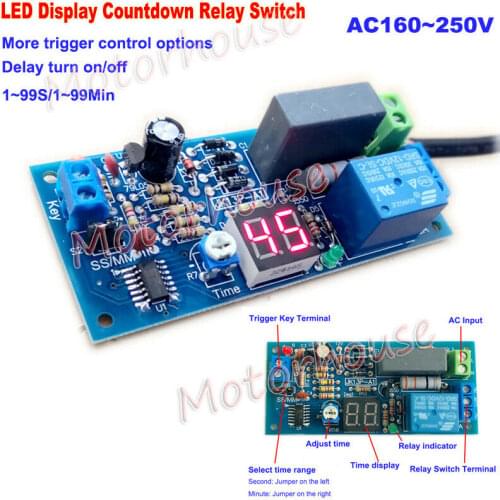AC220V 230V LED Display Trigger Delay Timer Switch Turn On Turn Off Time Relay Module