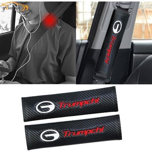 VEHICAR Seatbelt Cover For Car 2PCS Carbon Fiber Driver Shoulder Protector Car Accessories With TRUMPCHI Car Logo knitting