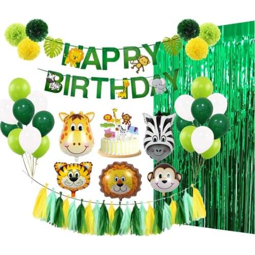 Baby Party Decorations Bag ,Paper Flower Ball ,Animal, Rain Silk, Hanging Flag, Tassel Childrens Birthday Gift