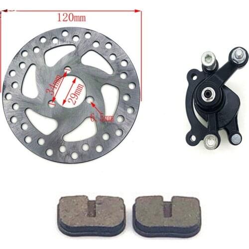 49CC Brake Disc Plate Gas Mini Dirt Bike Rear Disc Brake Caliper Kit 120mm and Friction Plate Rotors Electric Scooter ATV