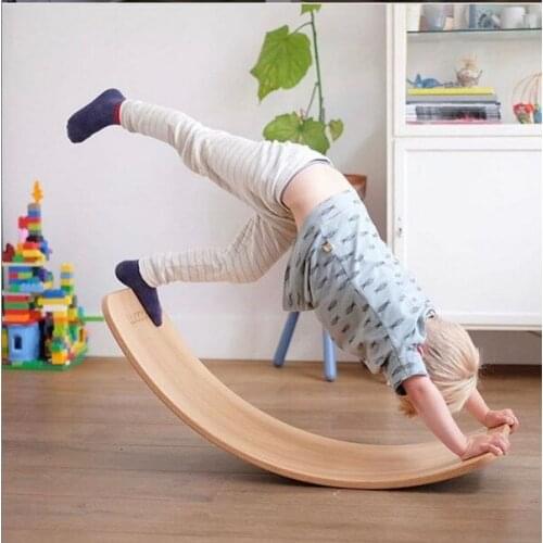Natural Solid Wood Kids Yoga Board Balance Board Seesaw Kid Size Wooden Rocker Board Birthday Gifts Entertainment 2020