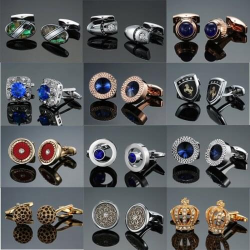 DY New high-end luxury jewelry brand blue crystal rose gold big crystal Cufflinks Mens French shirt Cufflinks free shipping