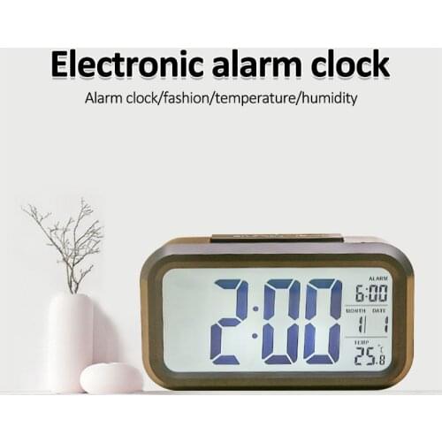 Electric Desktop Table Clock Electronic Alarm Digital LED Screen Desk Clock Data Time Calendar Light Sensor Nightlight Clock