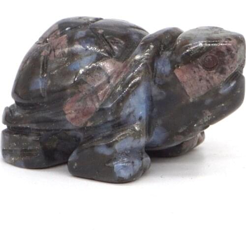 Turtle Tortoise Figurine 1.5" Natural Gemstone Texas Llanite Blue Opal Crystal Carved Stone Statue Crafts Home Decor