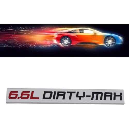 Chrome Red Black 6.6L DIRTY-MAX Engine for Fender Trunk Lid Emblem Decal Badge Sticker