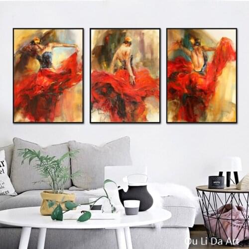 No frame impression sexy dance red girl art prints poster canvas printings oil painting printed on canvas wall decor pictures